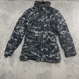US Navy Military Jacket‎ Hooded Parka Blue Gray Digital Camo Waterproof XS Short